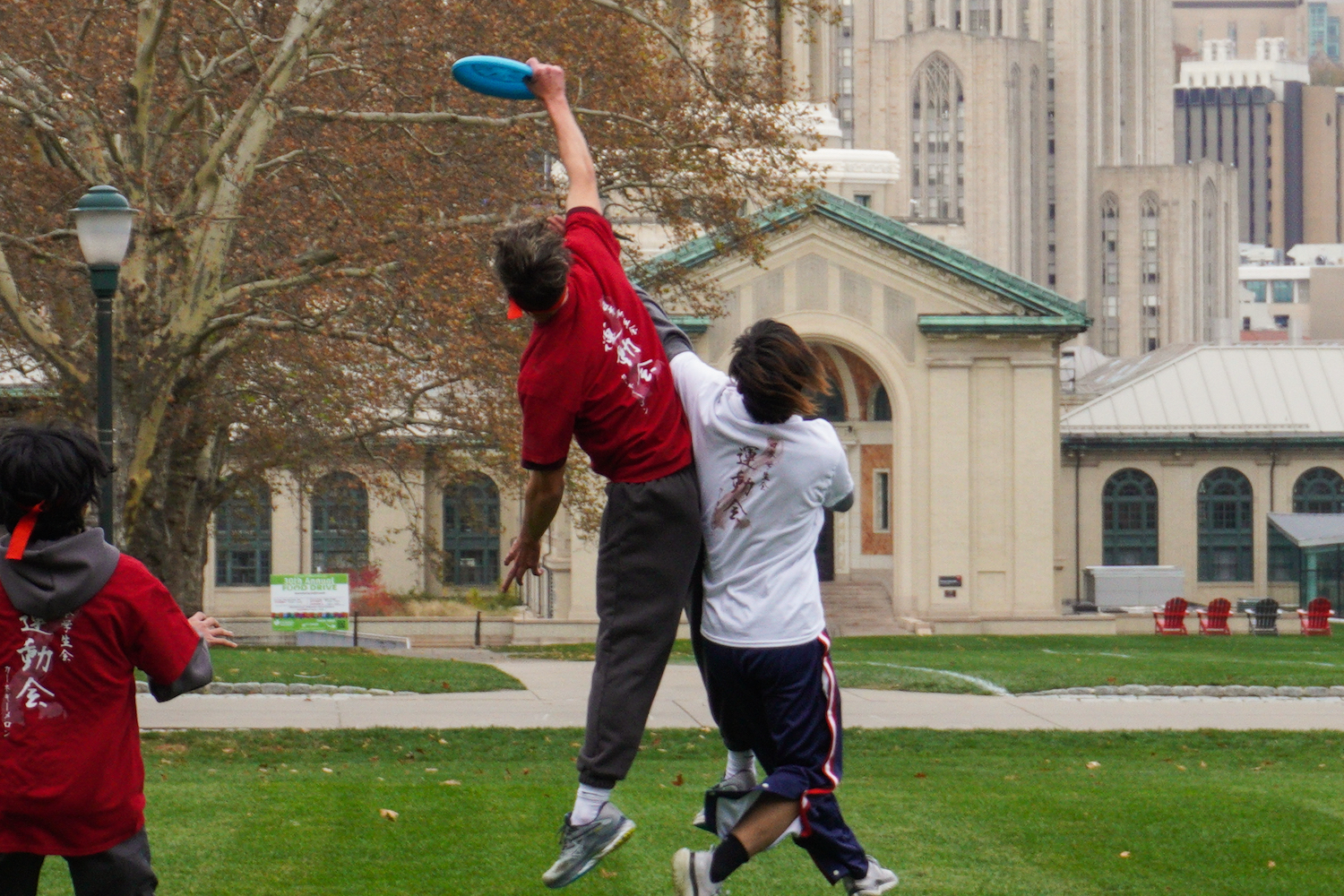 Playing volleyball