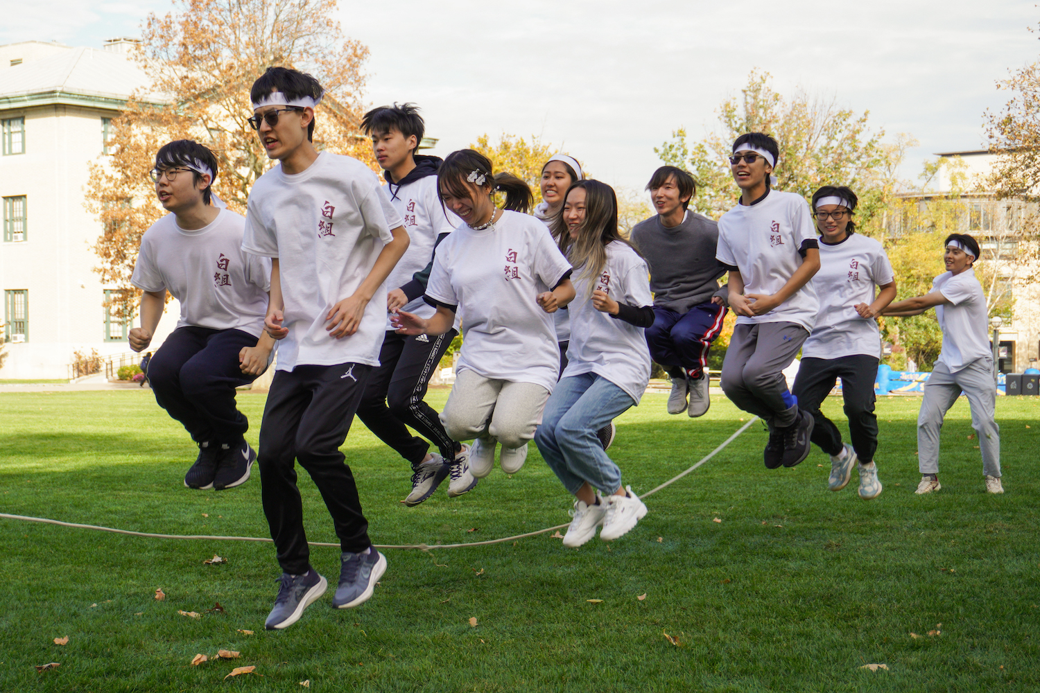 Group doing jump rope